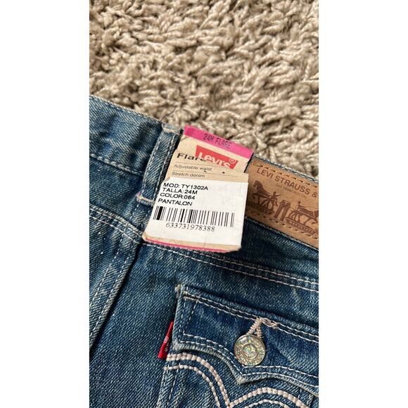 Levi's Girl's Flare Blue Glitter Adjustable Waist Jeans 24M - Picture 4 of 4